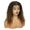 Knotless Box Braided Wigs with Curly Ends Synthetic Full Lace Braided Lace Wigs Short Boho Braided Bob Wigs for Black Women