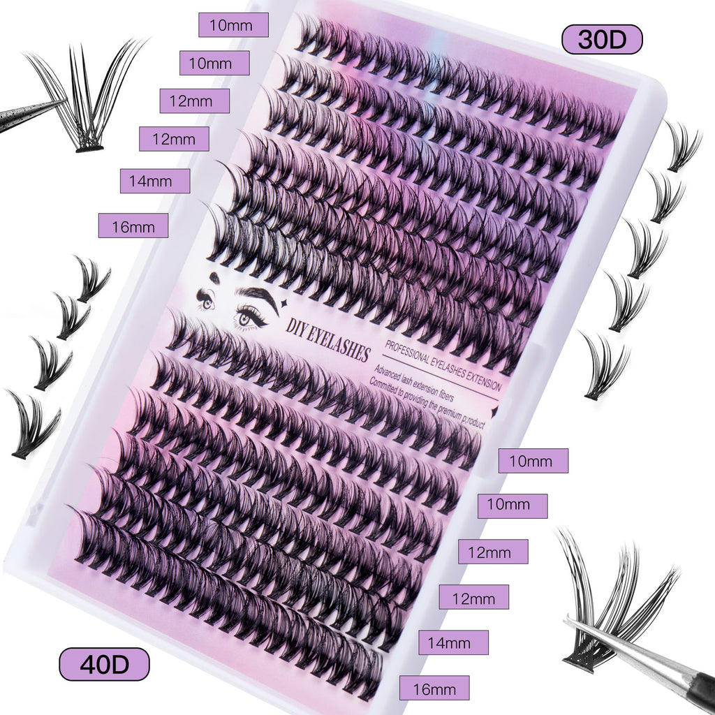 12 Rows Of 30D Plus 40D Clusters Of 240 Segmented Lashes Set - Anaya Beauty