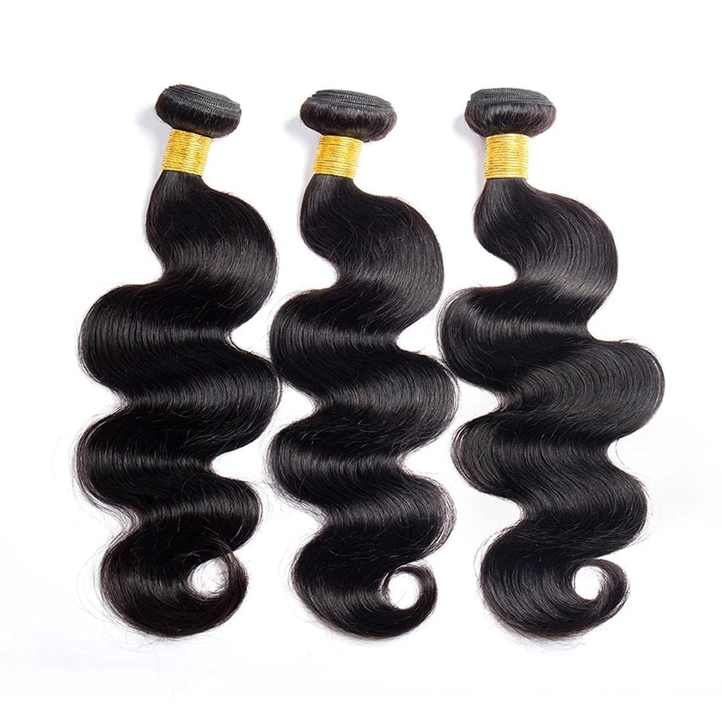 Body Wave Human Hair Bundles Unprocessed Brazilian Virgin Hair Bundles Natural Color Human Hair Quick Weave Hair Extension, 20 22 24
