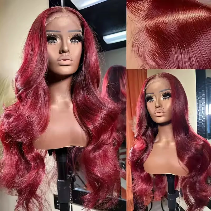 13x6 Human Hair Lace Wig, High-Definition Burgundy Lace Wig - Anaya Beauty