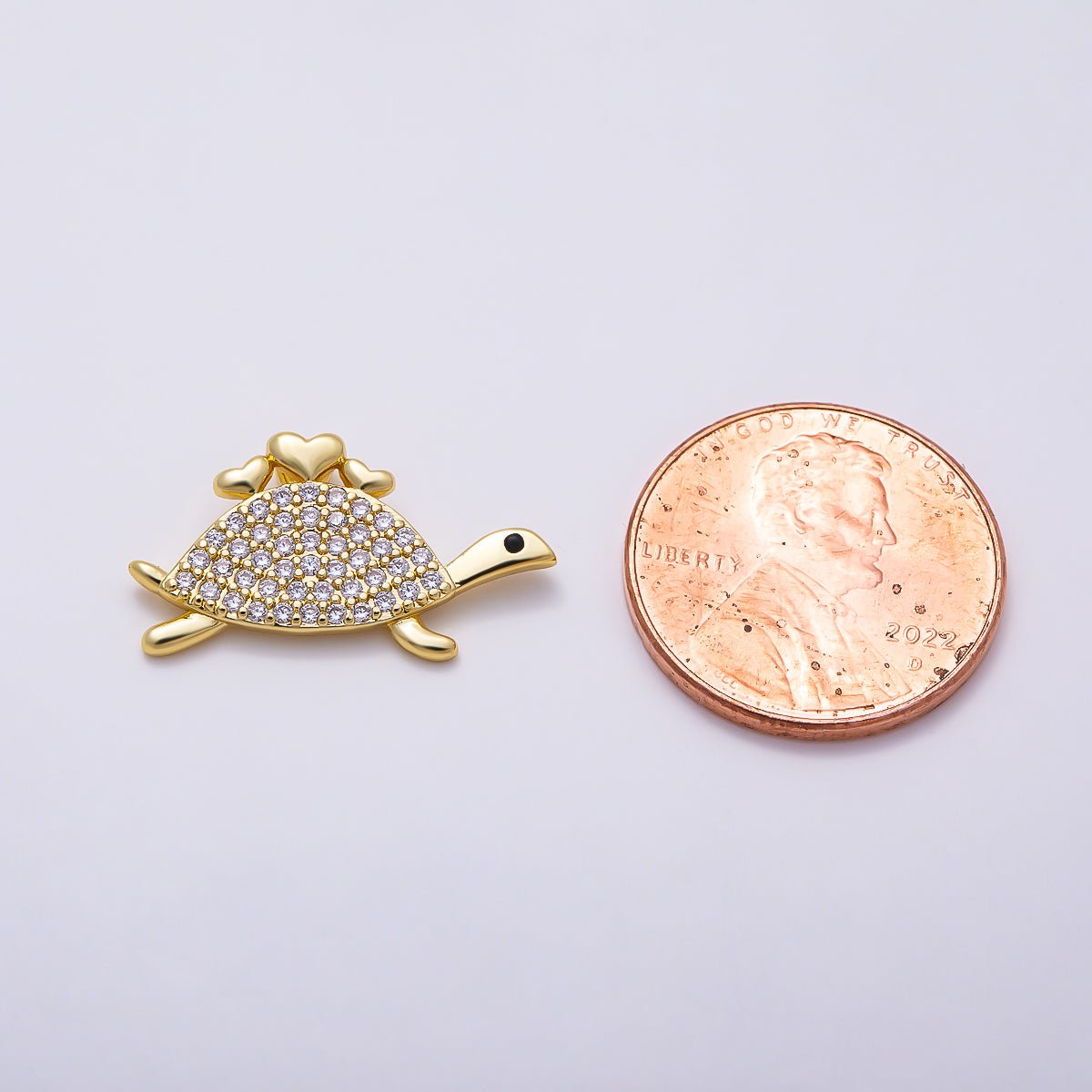 16K Gold Filled 21mm Micro Paved CZ Turtle Sea Animal Pendant | Charms-01509