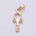 16K Gold Filled 25mm Edged Minimalist Religious Ankh Cross Charm | Charms-01479