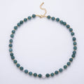 16K Gold Filled 4mm Shell Pearl Green Aventurine Bead Round Gemstone Chain 16.5 Inch Necklace | WA-00128