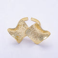 16K Gold Filled Double Geometric Hammered Wave Rhombus Foil Ring | Rings-00307