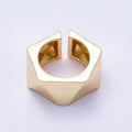 16K Gold Filled Minimalist Multifaceted Geometric Wide Band Ring | Rings-00308