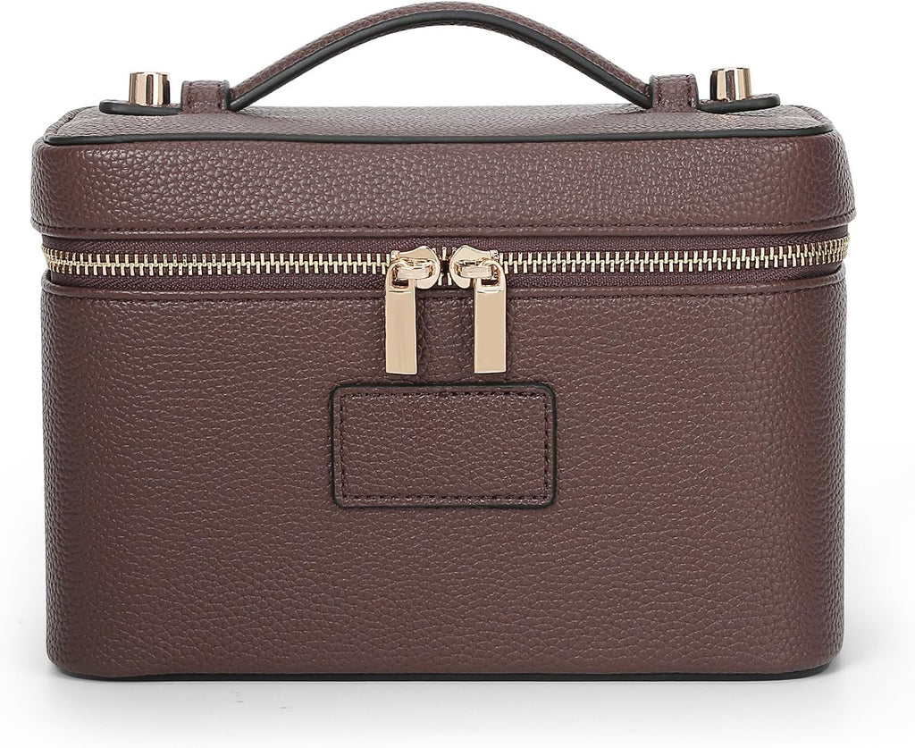 Luxury Leather Makeup Bag for Women – Portable Travel Cosmetic & Toiletry Organizer Vanity Case