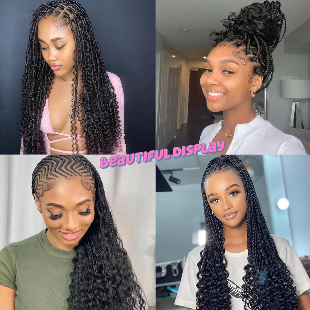 18 Inch Deep Wave Human Braiding Hair for Boho Braids Curly Human Hair Braiding Hair Wet and Wavy Unprocessed Virgin Boho Hair for Braiding Natural Color 2 Bundles/Pack (Total 100G)