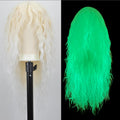 Glow-in-the-Dark 26-Inch Wavy Ombre Blonde Wig with Bangs for Women - Synthetic Heat-Resistant Fiber for Party and Cosplay Use
