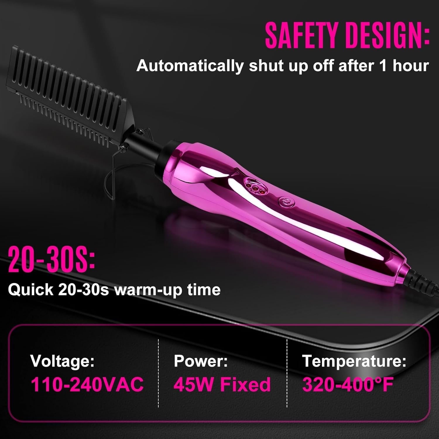 Hot Comb Hair Straightener Set for Lace Front Wigs - Heat Pressing Combs Ceramic Curling Flat Iron Electric Hot Comb for Wigs - Hair Straighteners Straightening Comb for Women Wig Installation Kit