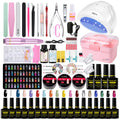 Complete Nail Studio Set with 48W UV LED Lamp, 22Pcs Nail Polish with Base Coat and Top Coat, 3 Colors Extension Poly Nail Gel Set，Nail Drill & More,Professional Manicure Tool for Home DIY Salon
