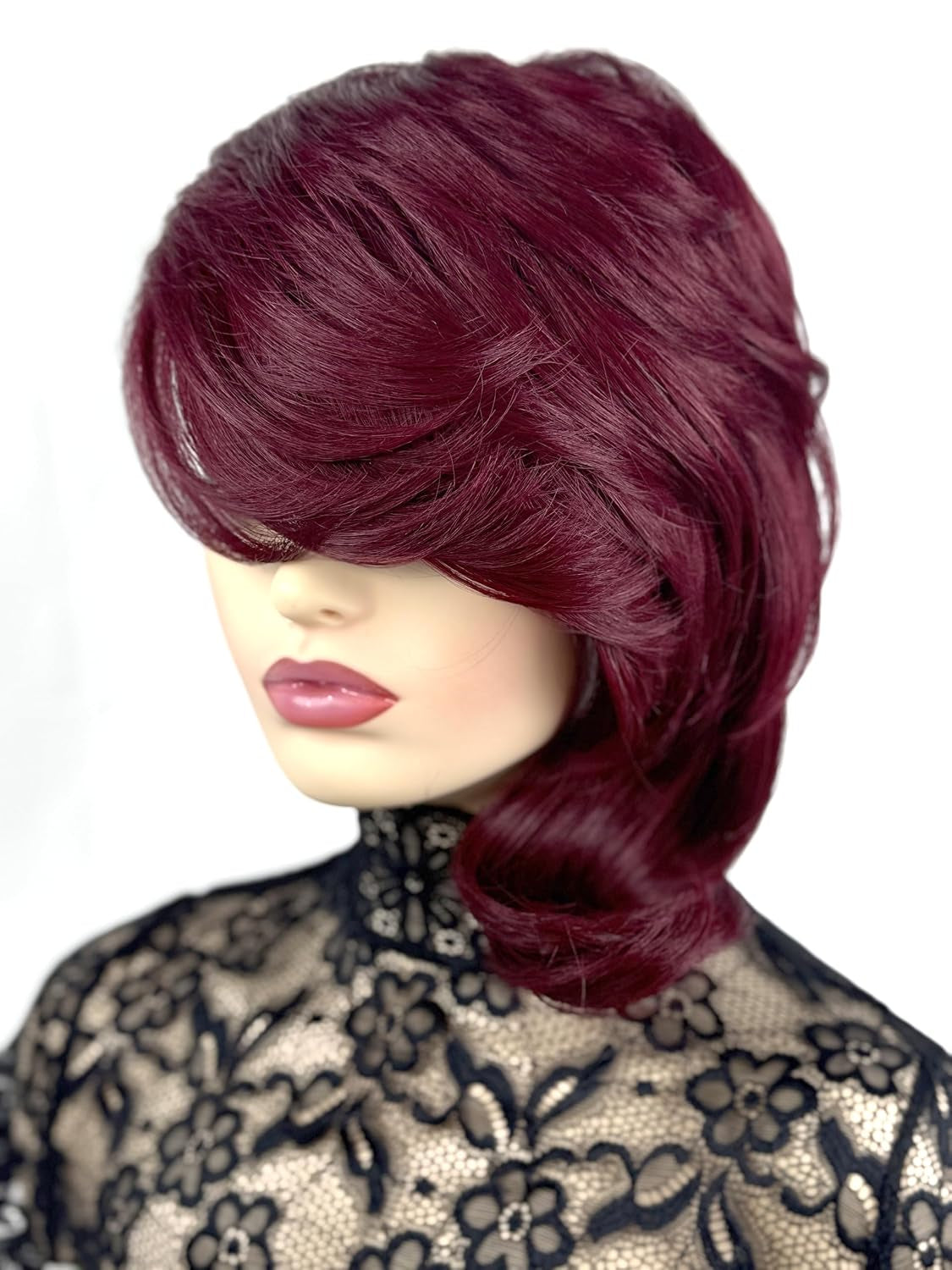 10A Pixie Cut Wigs for Black Women Model Length 99J Burgundy Color Side Part Short Layered Pixie Cut Human Hair Wear and Go Glueless Wigs with Bangs for Daily Use (99J)