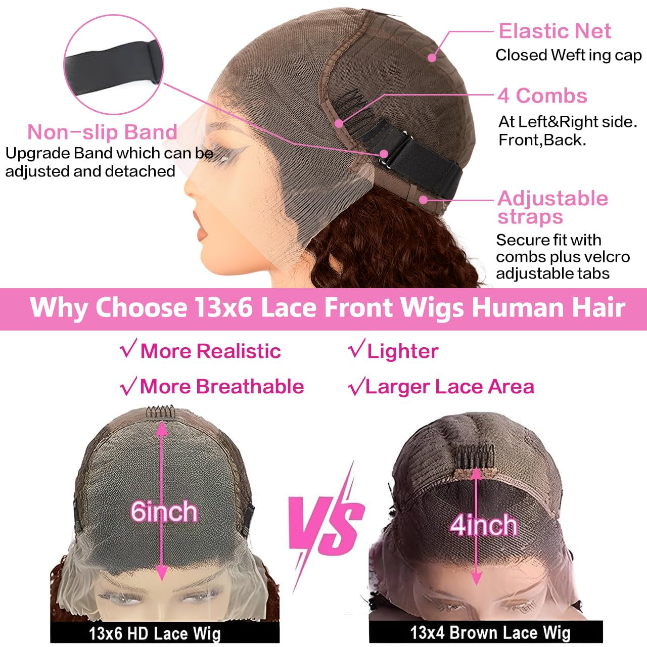 30Inch Chocolate Brown Human Hair Wig 200 Density 13X6 HD Deep Wave Lace Front Wigs Human Hair Colored Deep Curly Lace Frontal Wigs Glueless Wig Brown Wig Wigs for Women