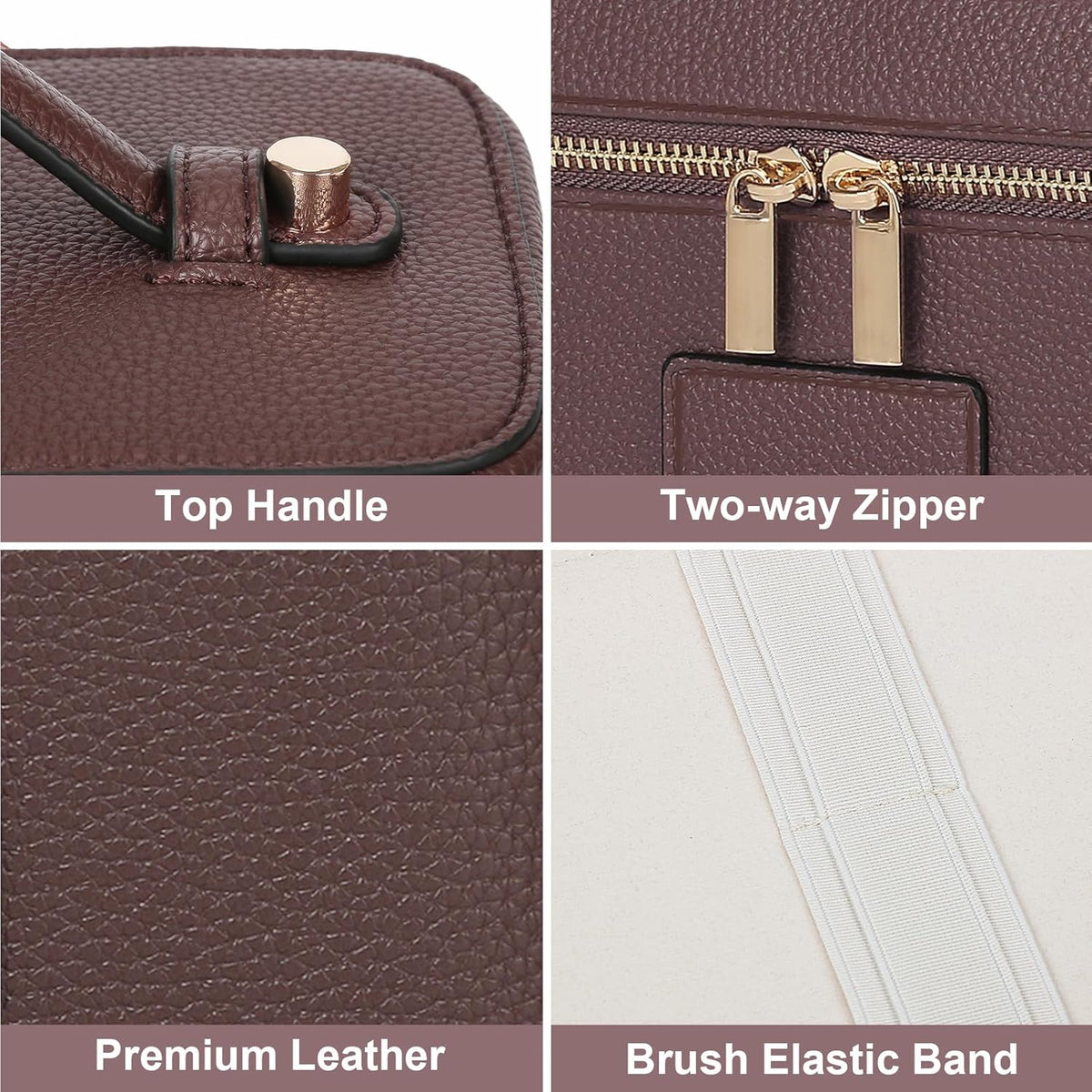 Luxury Leather Makeup Bag for Women – Portable Travel Cosmetic & Toiletry Organizer Vanity Case