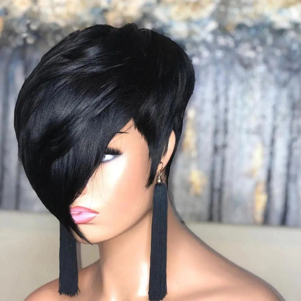 Short Black Wig Short Wavy Bob Hair Wigs Synthetic Bob Wigs for Black Women Short Hair Wigs for Black Womne Fashion Bob Wig