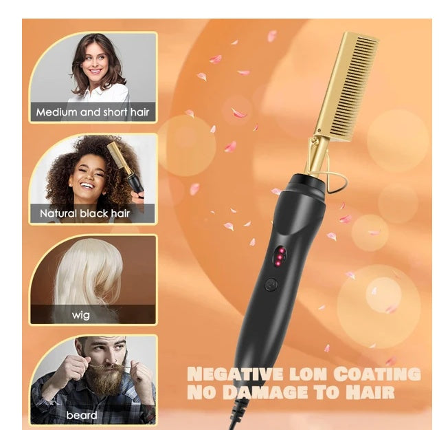 Hair Straightener Comb Pro Electric Beard Straightening Comb Heat Hot Comb Press - Anaya Beauty