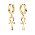 14K Gold-Plated Dainty Star & Cross Huggie Hoop Earrings