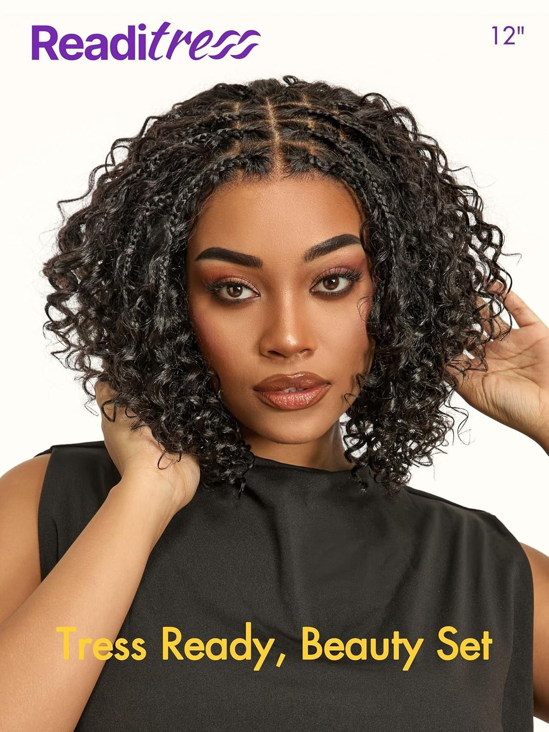 Boho Braided Deep Curly 5X5 Closure Lace with Braided Bob 10 Inch Human Hair Wig
