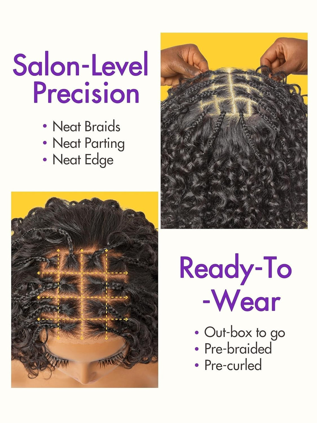 Boho Braided Deep Curly 5X5 Closure Lace with Braided Bob 10 Inch Human Hair Wig