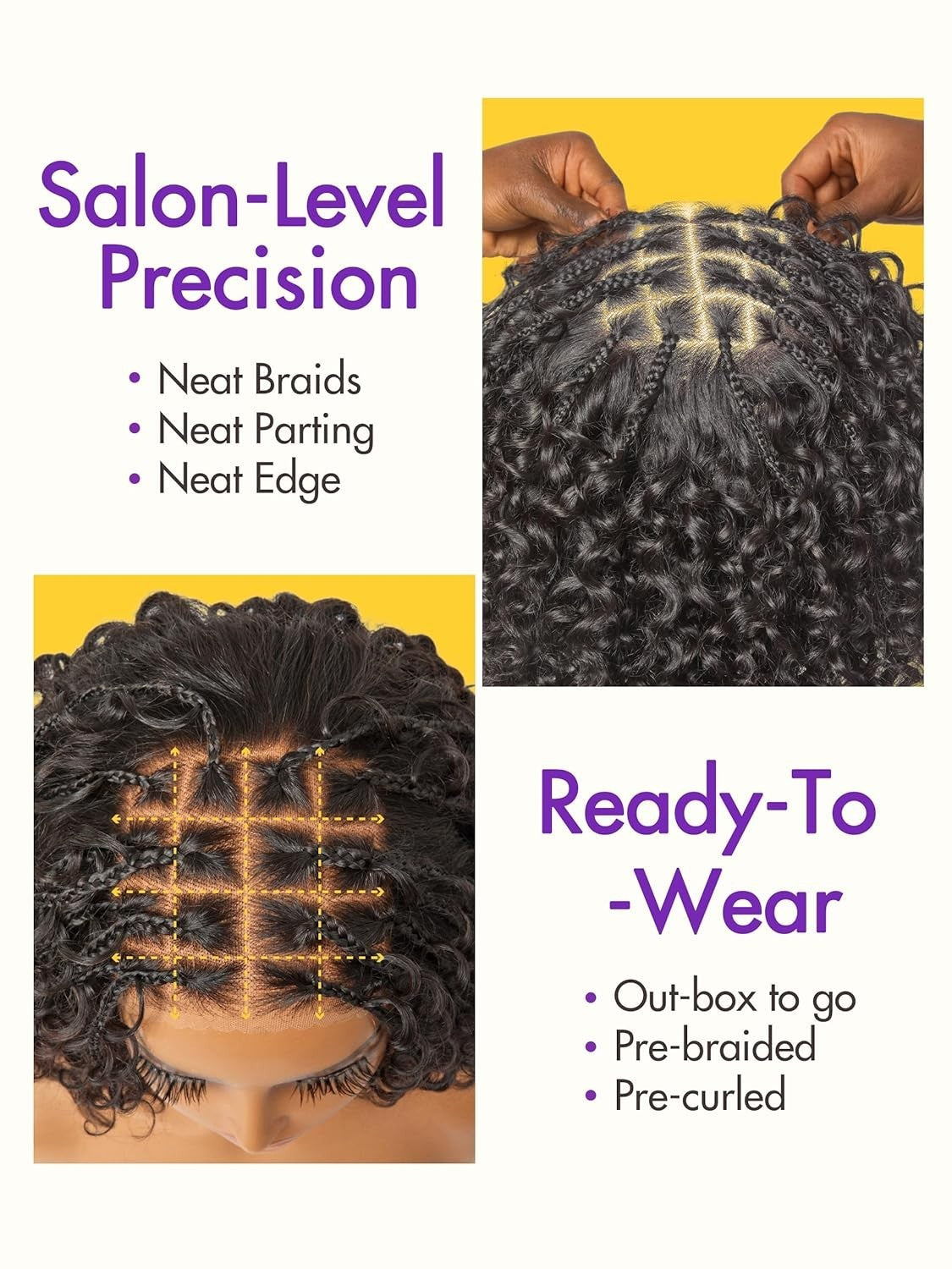 Boho Braided Deep Curly 5X5 Closure Lace with Braided Bob 10 Inch Human Hair Wig