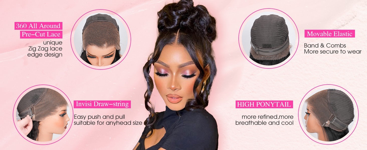 28 Inch Body Wave 360 Lace Front Wigs Human Hair - HD Lace, 200% Density, Pre Pl