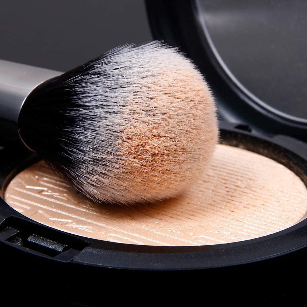 Makeup Brushes 3Pcs Foundation Contour Bronzer Brush,Concealer Brush,Blusher Powder Brush, Face Kabuki Travel Buffing Stippling Liquid Blending Makeup Brush Set Black