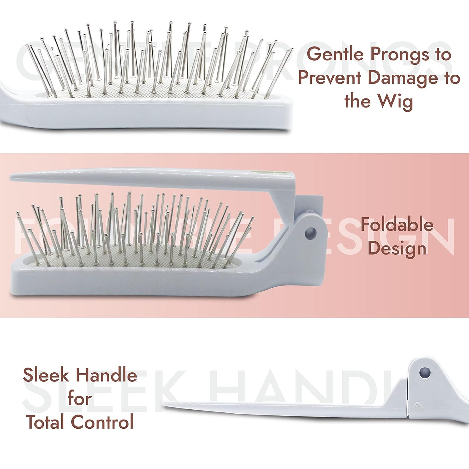 For a cleaner, professional Shopify product title, I’d use: Foldable Cushion Wig Brush – Portable Wire Bristle Detangling & Styling Tool for Wigs & Extensions