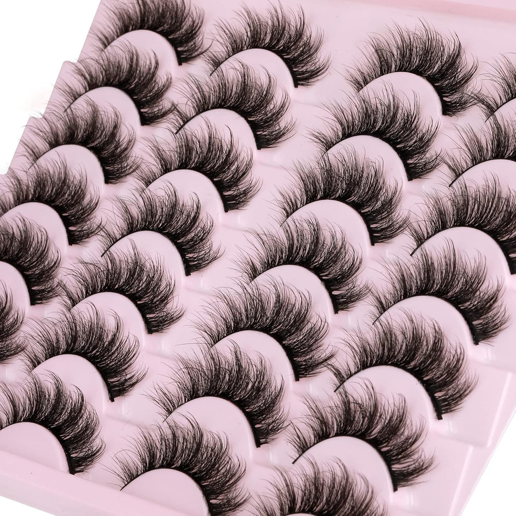 14 Pairs Wispy Mink Lashes False Eye Lashes Natural Look 5D Volume 16Mm Fake Eyelashes Pack by