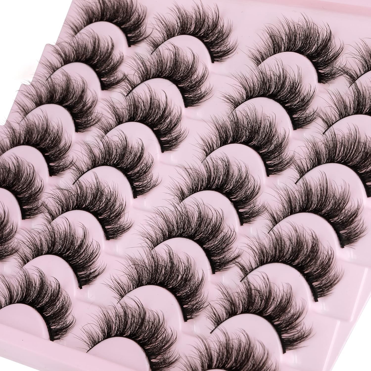 14 Pairs Wispy Mink Lashes False Eye Lashes Natural Look 5D Volume 16Mm Fake Eyelashes Pack by