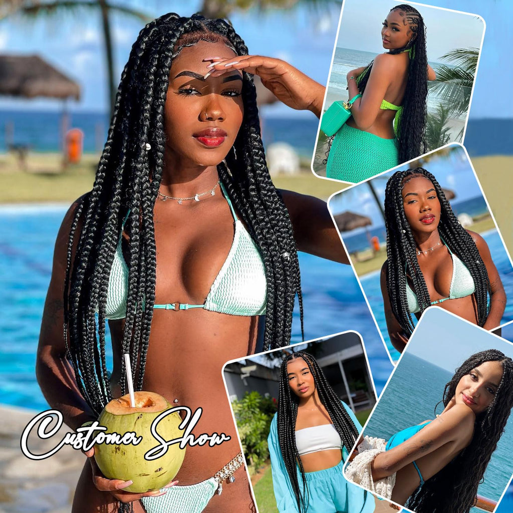 Braiding Hair Pre Stretched 24 Inch 8 Packs Synthetic Hair Extensions #1B | Pre Stretched Braiding Hair for Twist or Box Crochet Braids, Hot Water Setting, No Tangle, Soft Yaki Texture, #Natural Black