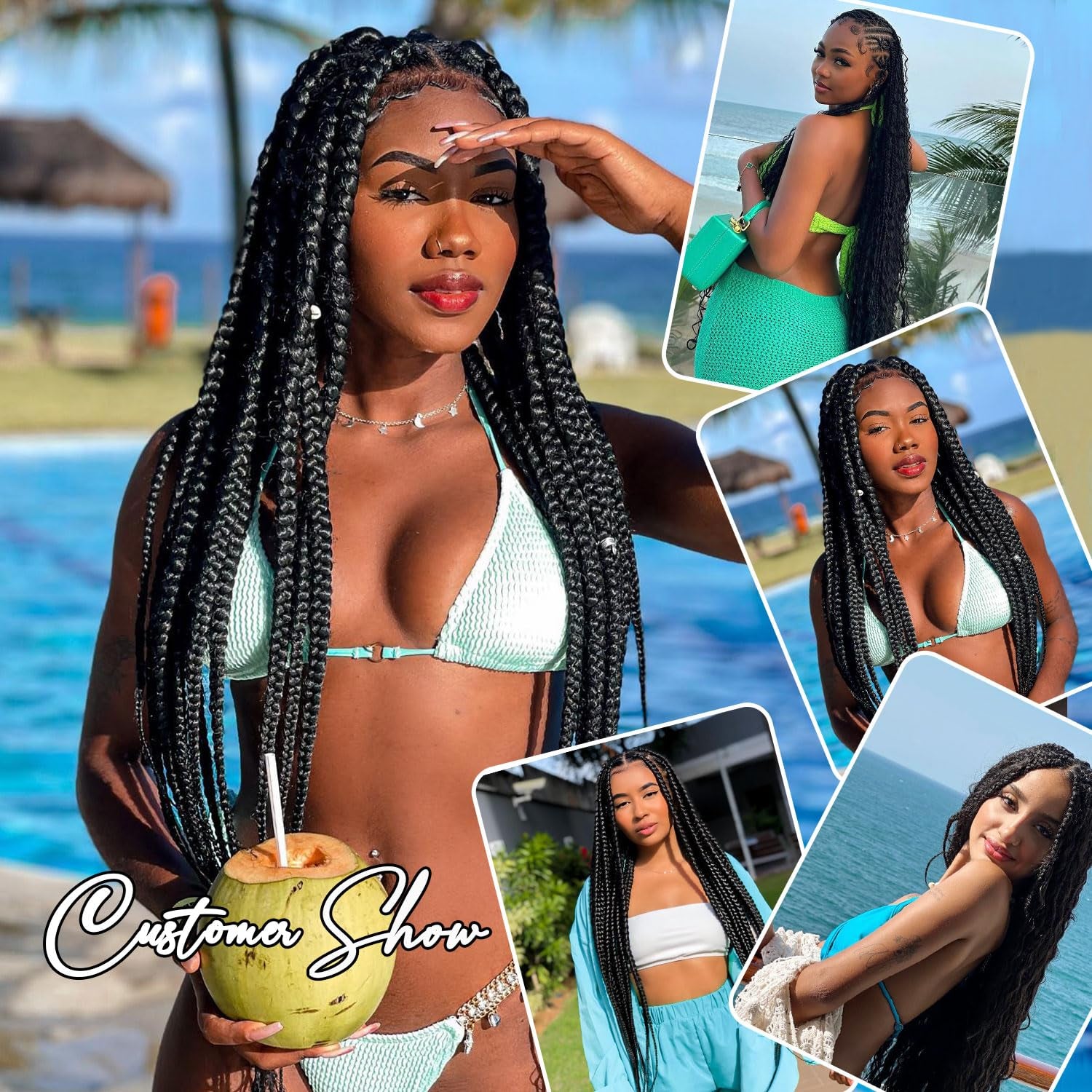 Braiding Hair Pre Stretched 24 Inch 8 Packs Synthetic Hair Extensions #1B | Pre Stretched Braiding Hair for Twist or Box Crochet Braids, Hot Water Setting, No Tangle, Soft Yaki Texture, #Natural Black