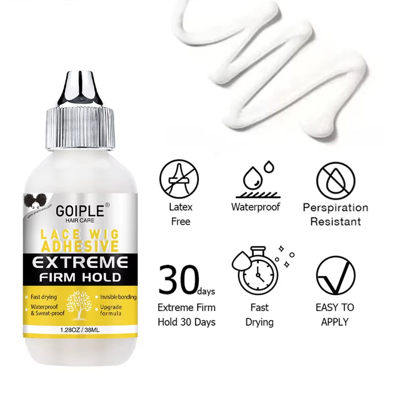 Waterproof Wig Glue Toupee Adhesive Glue for Wig Invisible Lace Glue for Wigs Strong Hold Lace Wig Adhesive Wig Installation Kit