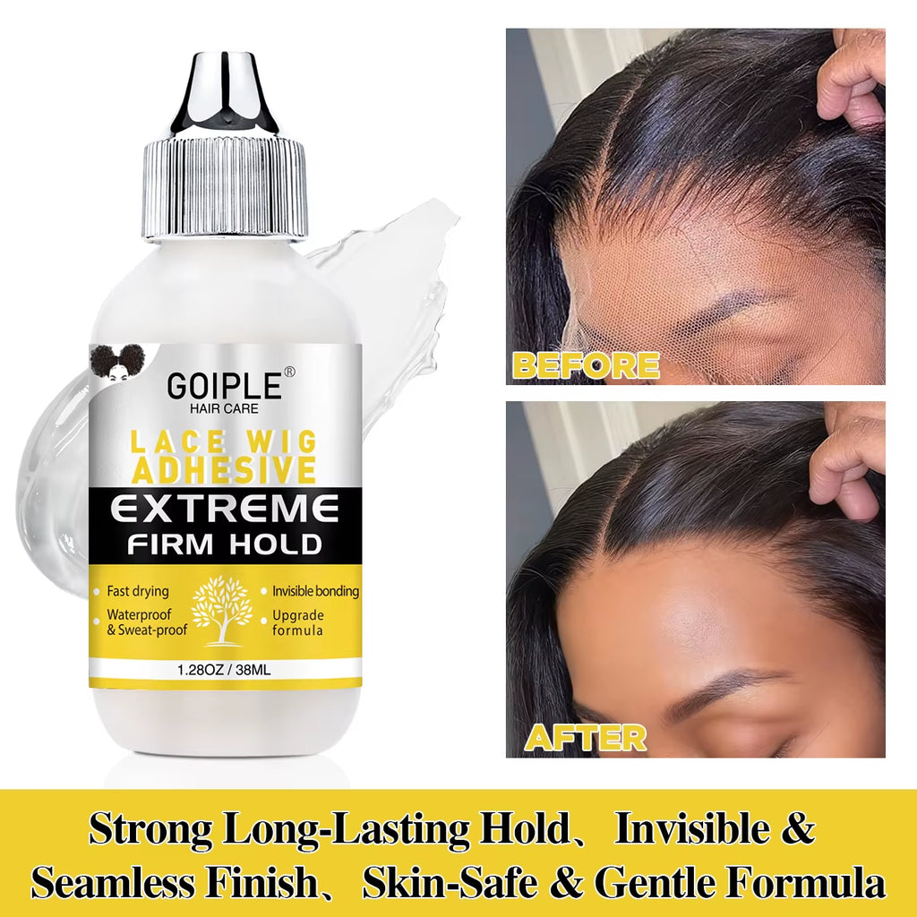 Waterproof Wig Glue Toupee Adhesive Glue for Wig Invisible Lace Glue for Wigs Strong Hold Lace Wig Adhesive Wig Installation Kit