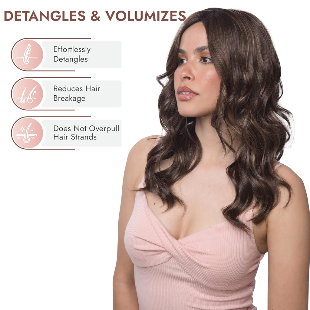 For a cleaner, professional Shopify product title, I’d use: Foldable Cushion Wig Brush – Portable Wire Bristle Detangling & Styling Tool for Wigs & Extensions
