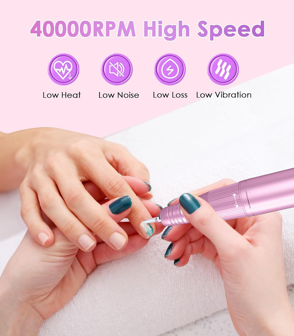 Portable Nail Drill Electric File: Professional File Machine 40000RPM