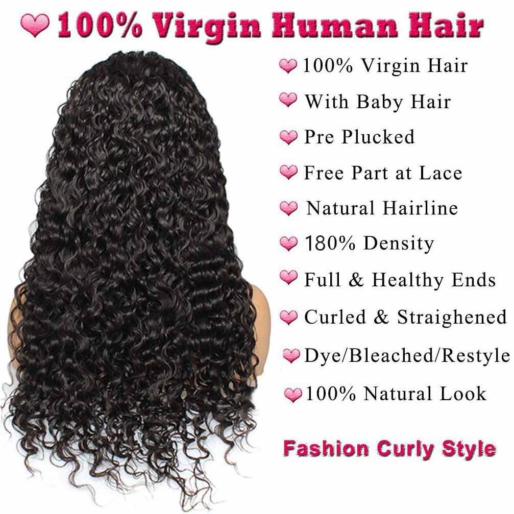 13X4 Lace Front Human Hair Wig - Pre-Plucked 180 Density Brazilian Wet and Wavy Style for Black Women, Glueless Curly Lace Frontal in Natural Color (28 Inch)
