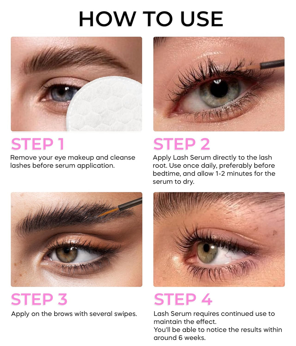 Shampoo 100Ml Cleaning Kit of Korean Makeup Remover (Foam Cleanser) & Shampoo Brush & Mascara Brush Bundle with Eyelash Serum 5Ml for Lash Growth and Thickness