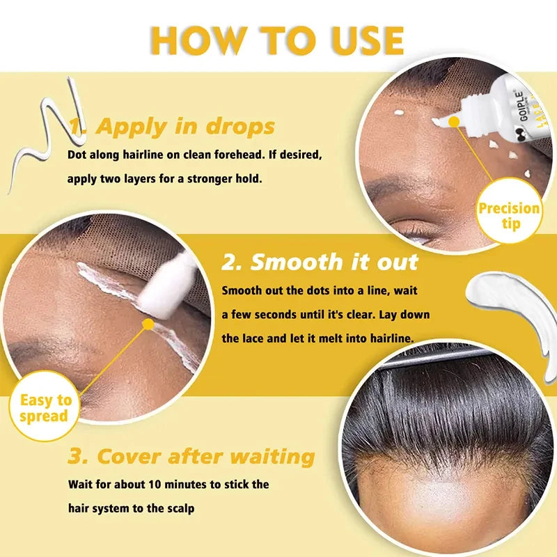 Waterproof Wig Glue Toupee Adhesive Glue for Wig Invisible Lace Glue for Wigs Strong Hold Lace Wig Adhesive Wig Installation Kit