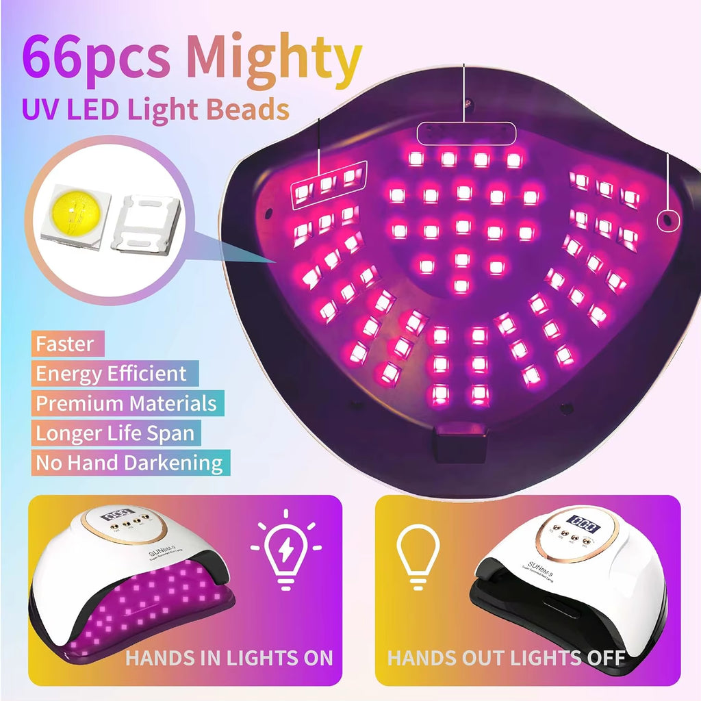 280W UV Lamp for Nails 66Leds Nail Lamp Dryer with 4Timer Gel Polish Drying Lamp Smart Sensor Gel Lamps Professional Nail Tools