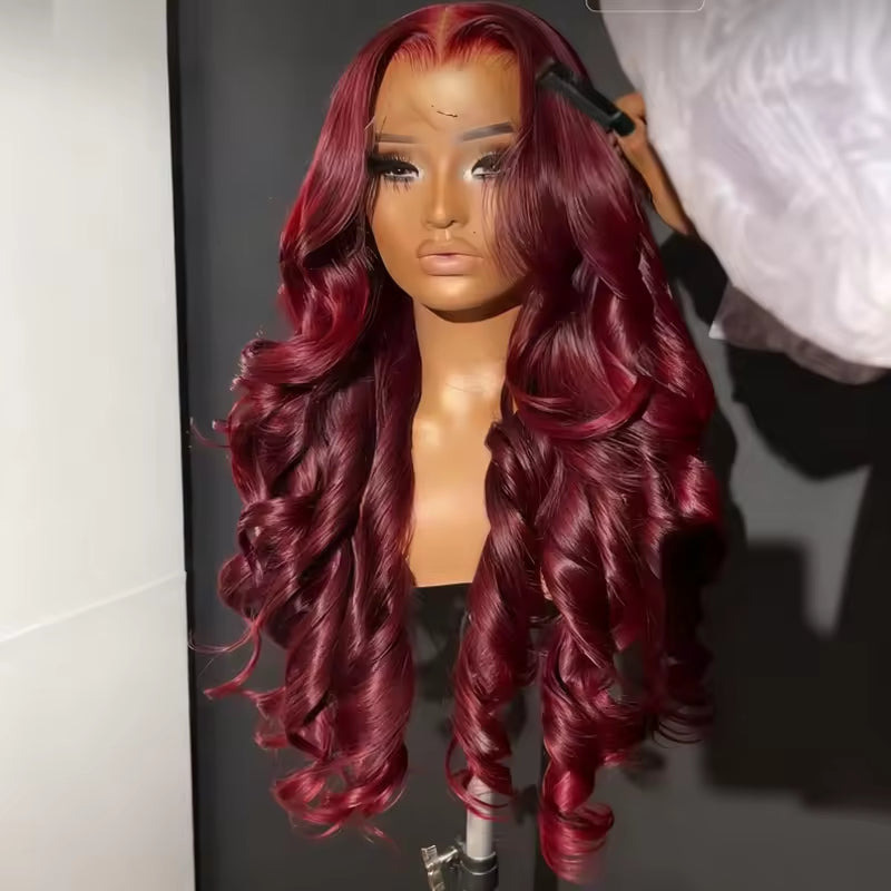 13x6 Human Hair Lace Wig, High-Definition Burgundy Lace Wig - Anaya Beauty