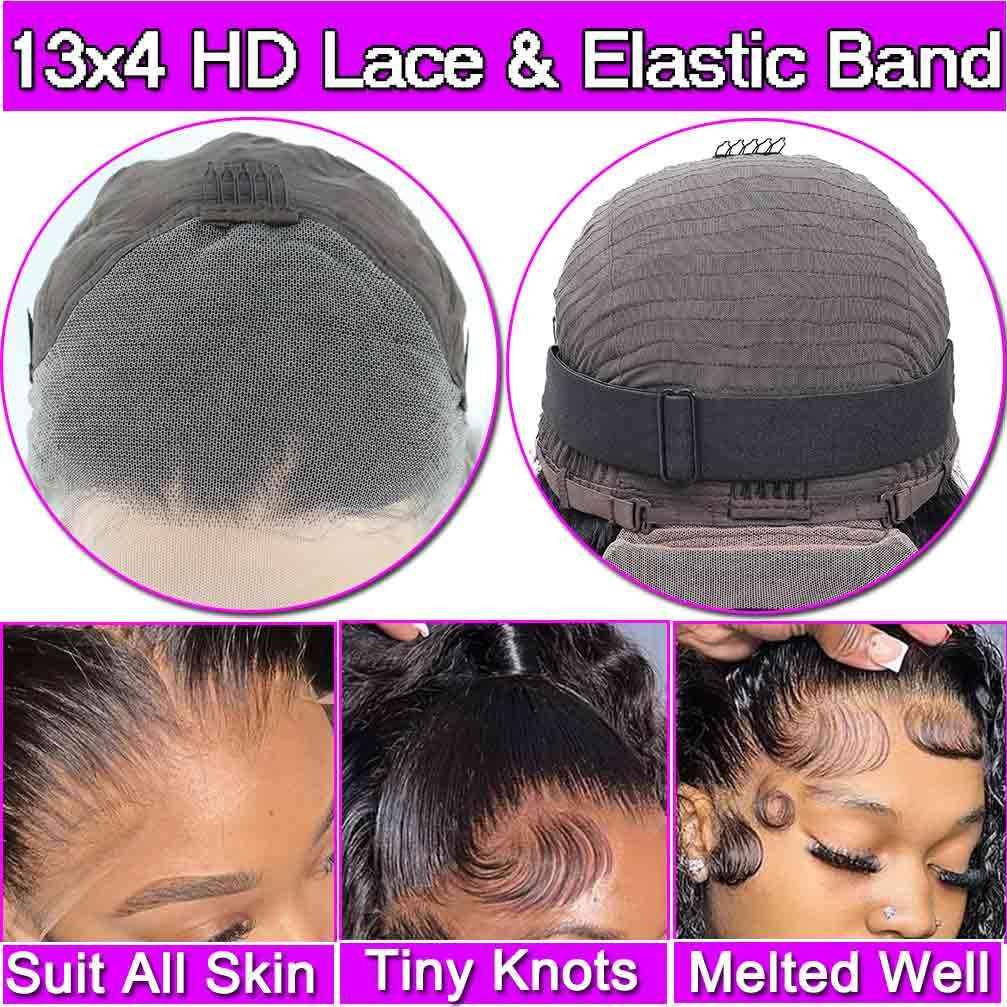 13X4 Lace Front Human Hair Wig - Pre-Plucked 180 Density Brazilian Wet and Wavy Style for Black Women, Glueless Curly Lace Frontal in Natural Color (28 Inch)