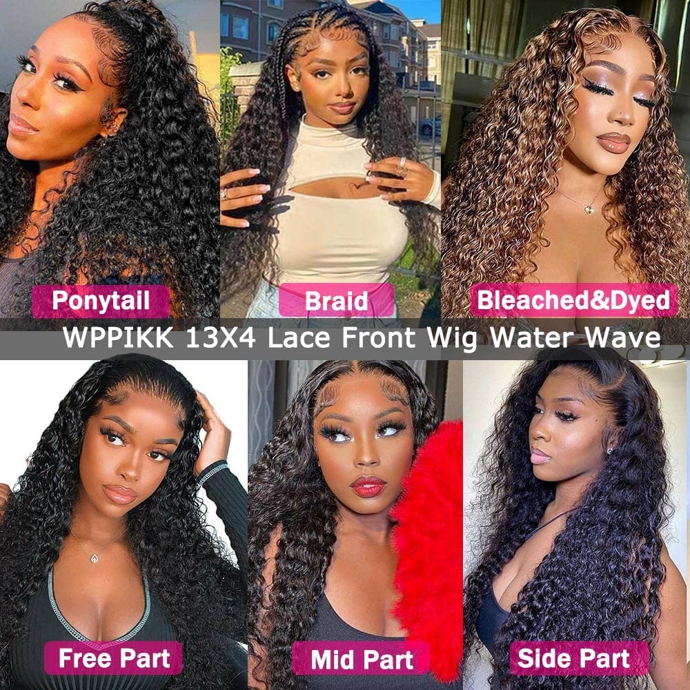 13X4 Lace Front Human Hair Wig - Pre-Plucked 180 Density Brazilian Wet and Wavy Style for Black Women, Glueless Curly Lace Frontal in Natural Color (28 Inch)