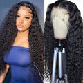 13X4 Lace Front Human Hair Wig - Pre-Plucked 180 Density Brazilian Wet and Wavy Style for Black Women, Glueless Curly Lace Frontal in Natural Color (28 Inch)