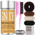 Hair Bun Maker for Kids, Girls & Women - Controls Frizz, Smooths Flyaways, Creates Buns & Updos - 4 Black Donut Sock Buns in Sizes, 1 Hair Wax Stick, 5 Elastic Bands, 10 Hairs Pins, 2 Style Brushes