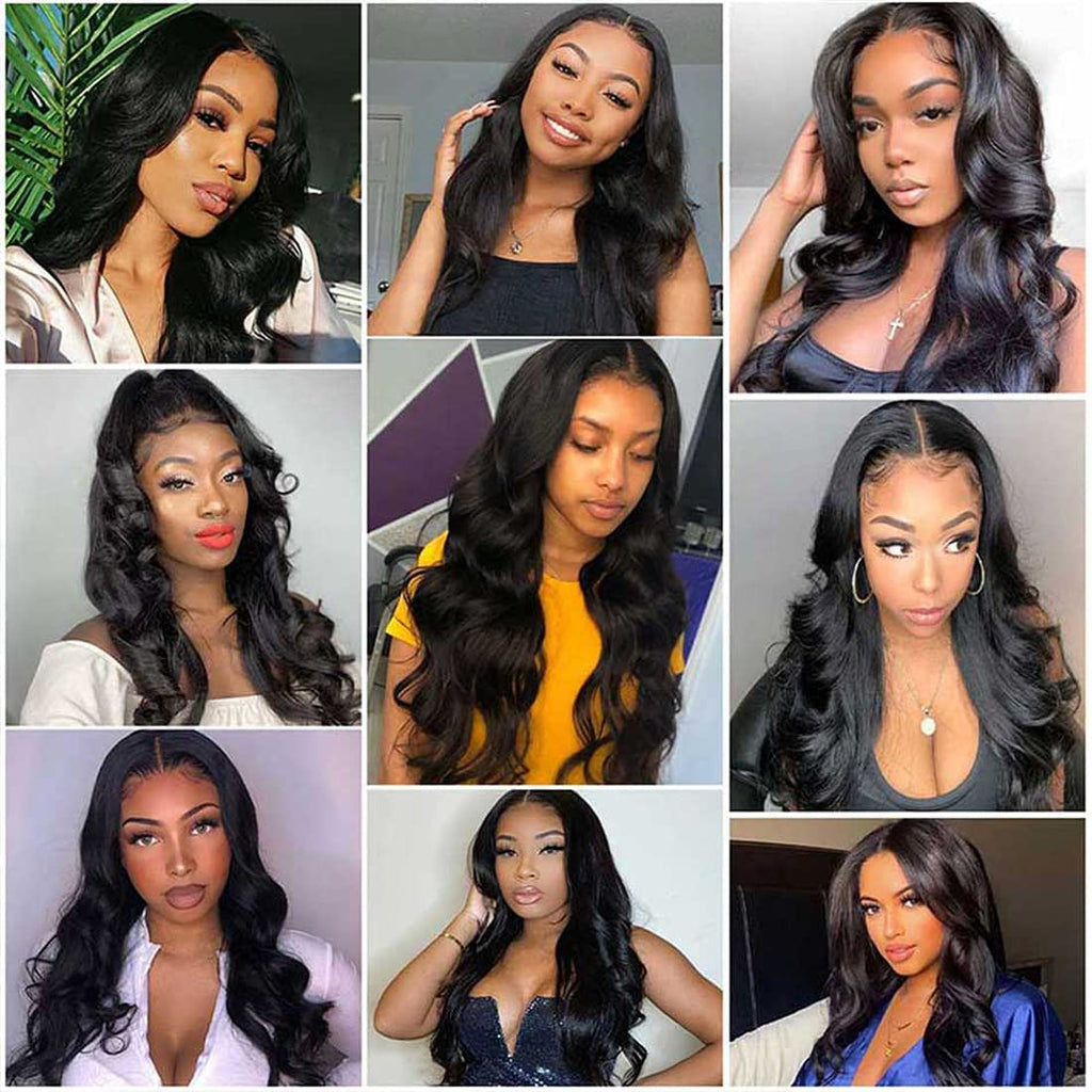 Body Wave Human Hair Bundles Unprocessed Brazilian Virgin Hair Bundles Natural Color Human Hair Quick Weave Hair Extension, 20 22 24