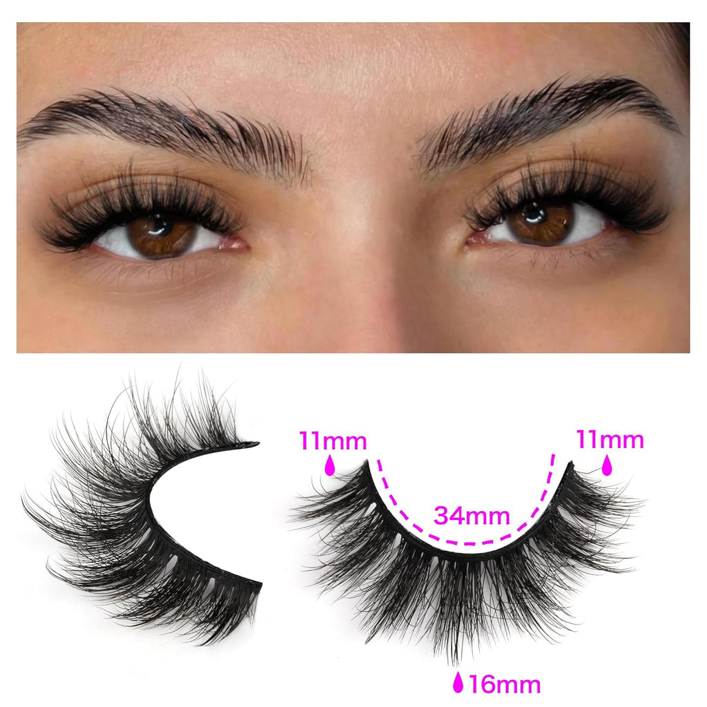 14 Pairs Wispy Mink Lashes False Eye Lashes Natural Look 5D Volume 16Mm Fake Eyelashes Pack by