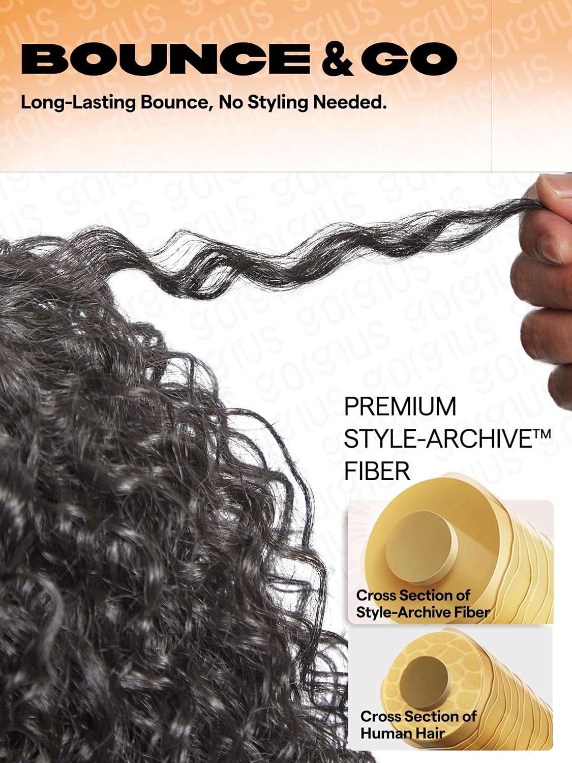 Veralux Blend Human Hair Glueless Curly Wig with Bangs Natural Black Synthetic Curtain Bang with Realistic Scalp Put on and Go 20 Inch