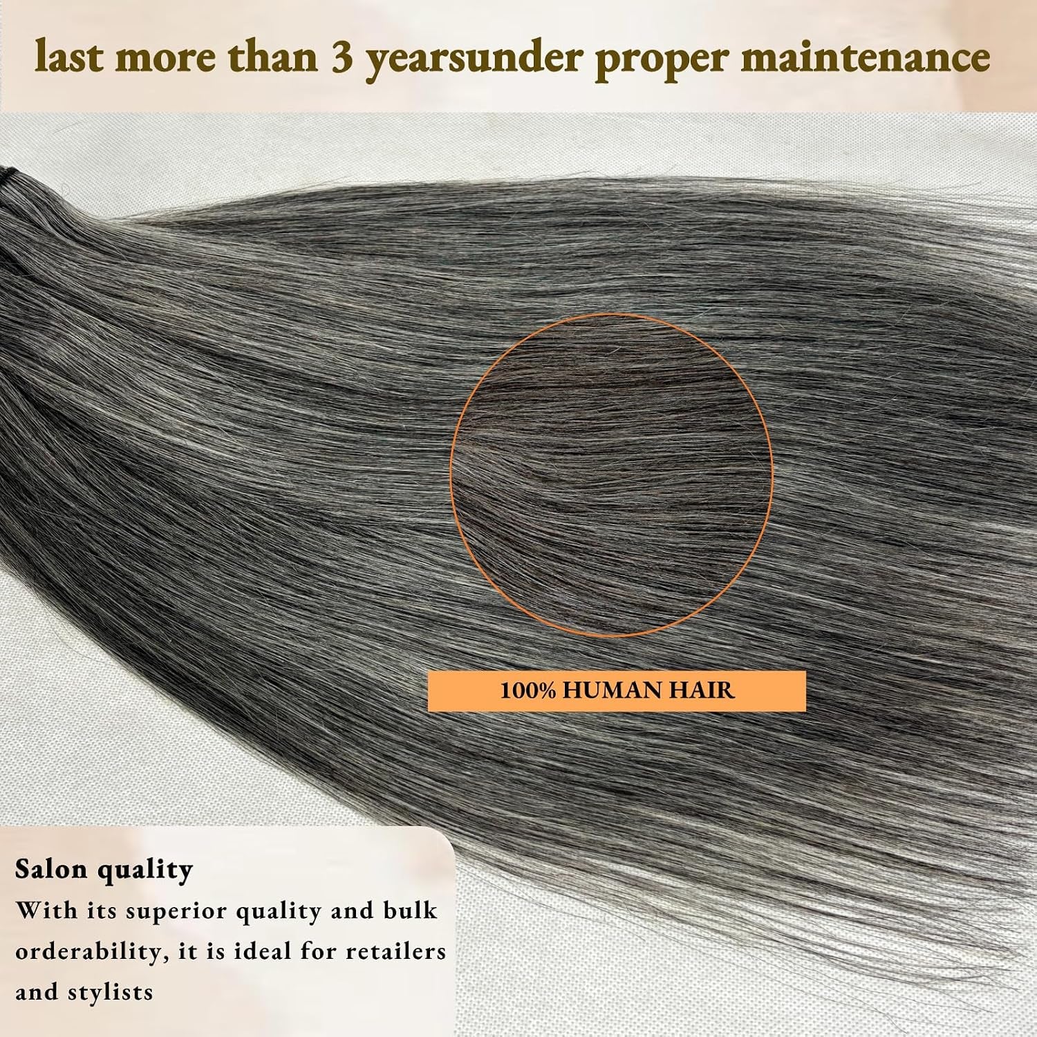 Salt & Pepper Straight Human Hair Bundles – 12" 12A Brazilian Unprocessed Hair, 3-Bundle Set, Natural Gray & White