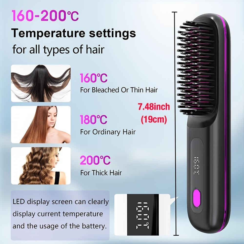 USB Wireless Household Electric Hair Straightening Comb for Both Straightening and Curling - Anaya Beauty