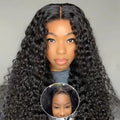 Wear and Go Glueless Wigs Human Hair Pre Plucked Pre Cut Lace 200 Density 4X4 Curly Wave Lace Front Wigs Human Hair Bleached Knots Closure Wigs for Black Women Human Hair