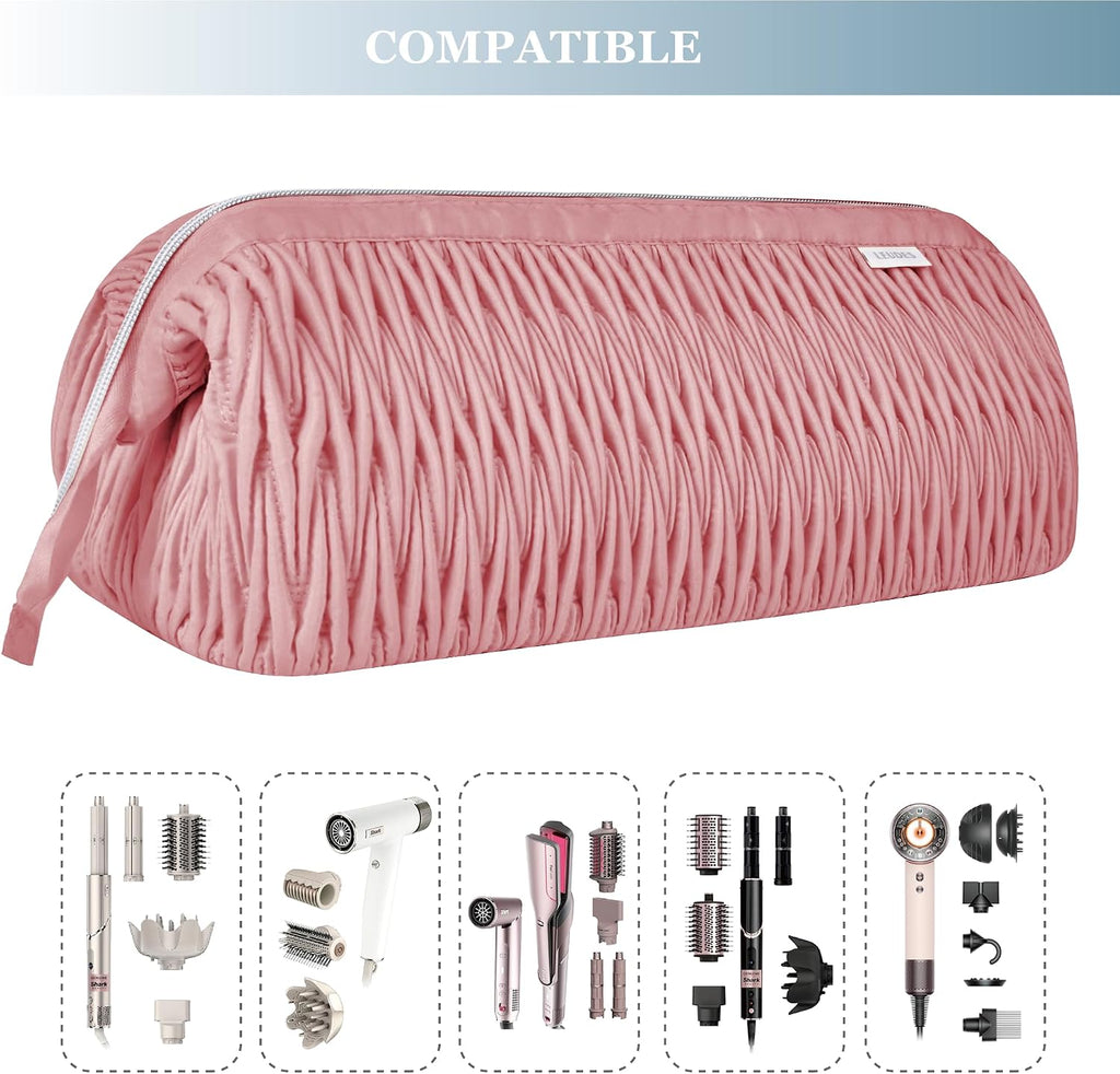 Anaya's Beauty Airwrap Travel Case for Shark Hair Dryer and Airstraight Flex Style Hair Attachment - Dark Pink Organizer for Curling Iron Accessories